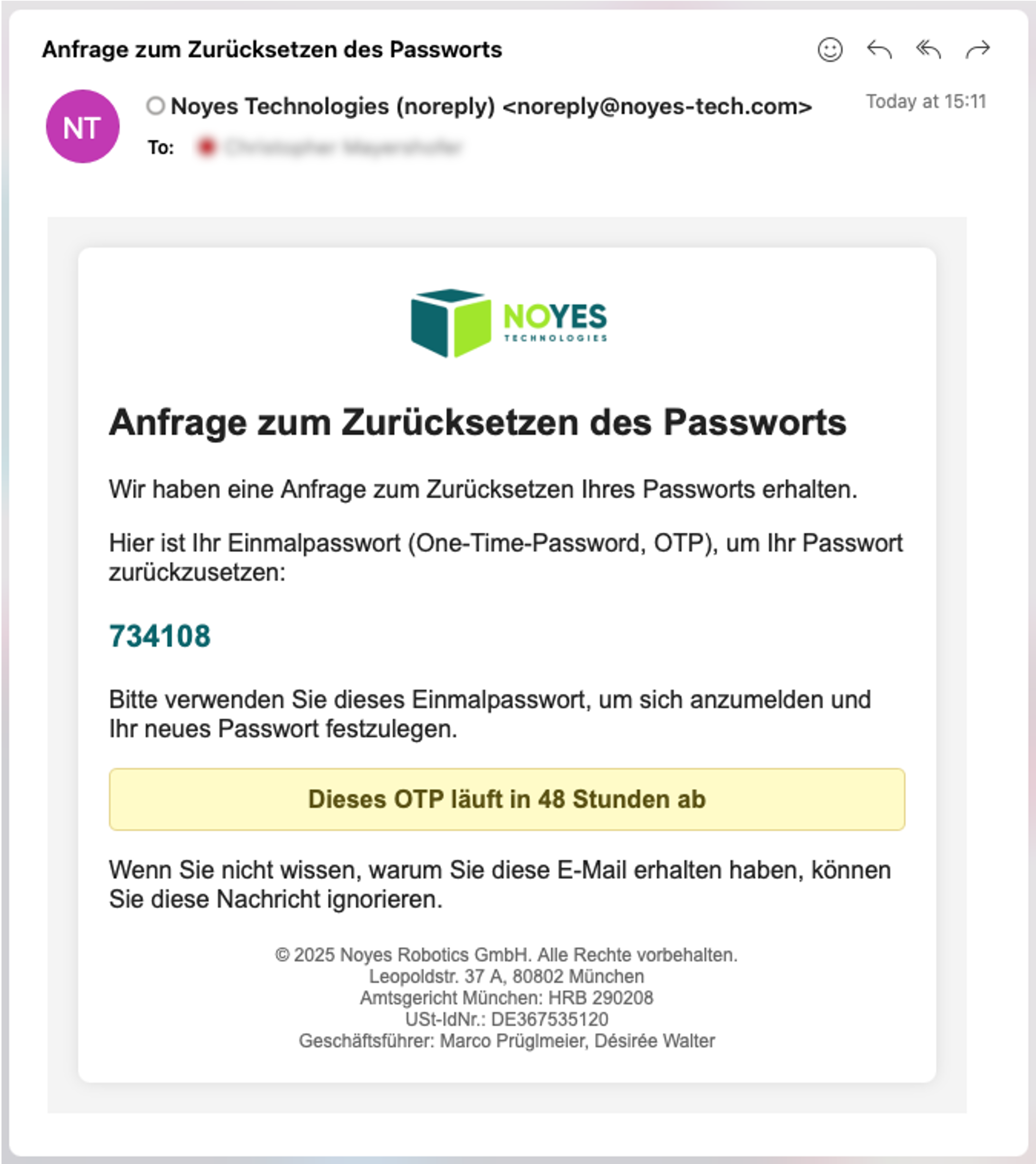 Registrierungs-E-Mail für neue Benutzer